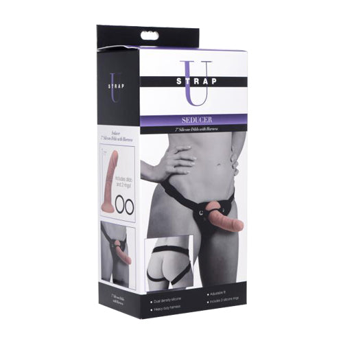 Strap U Seducer 7" Silicone Dildo with Harness