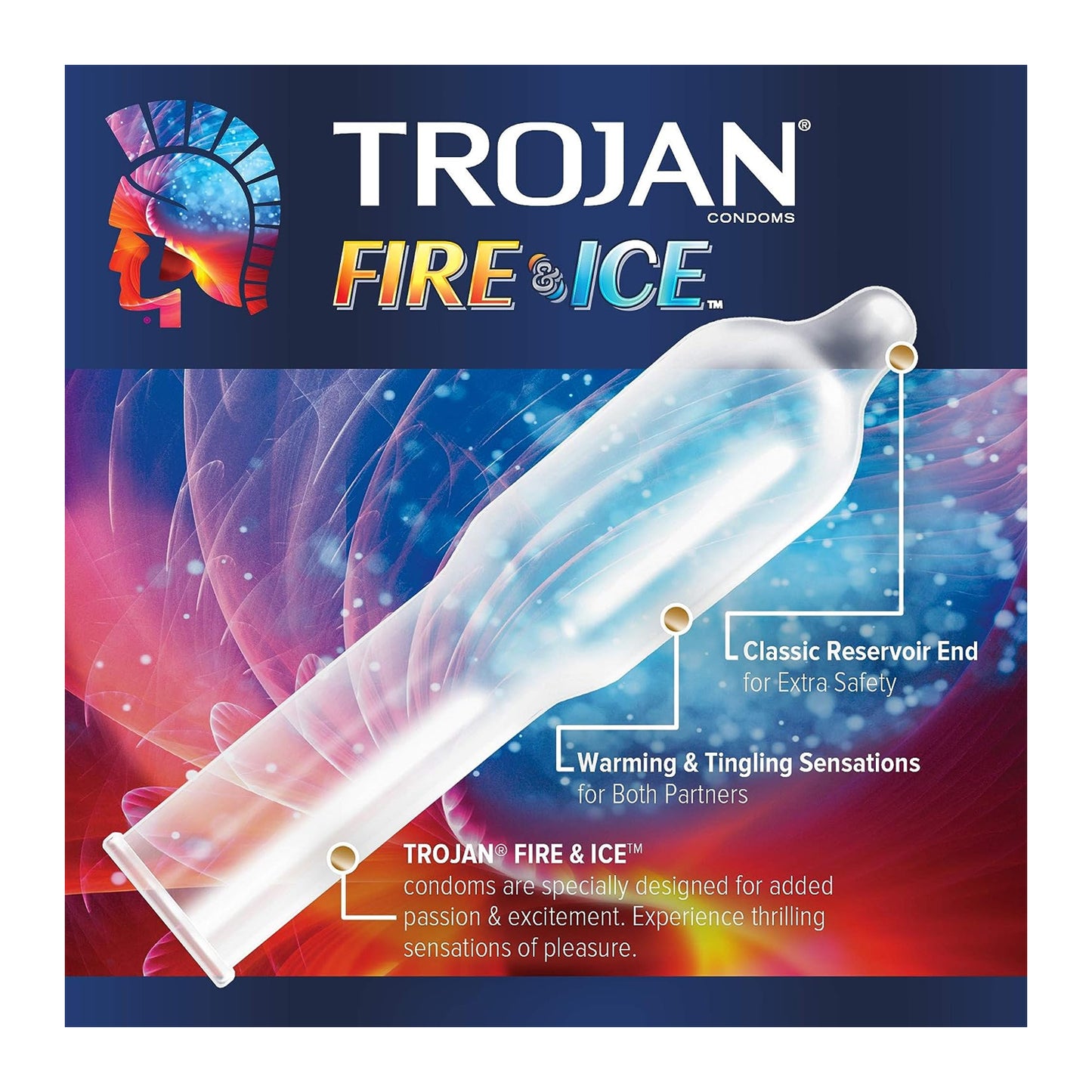 Trojan Fire & Ice Lubricated Latex Condoms 3pack