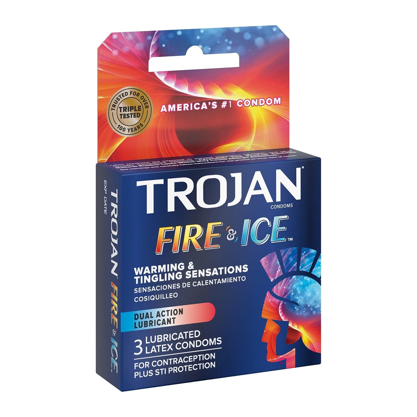 Trojan Fire & Ice Lubricated Latex Condoms 3pack