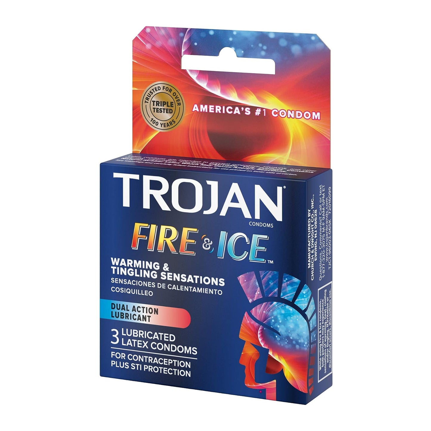 Trojan Fire & Ice Lubricated Latex Condoms 3pack