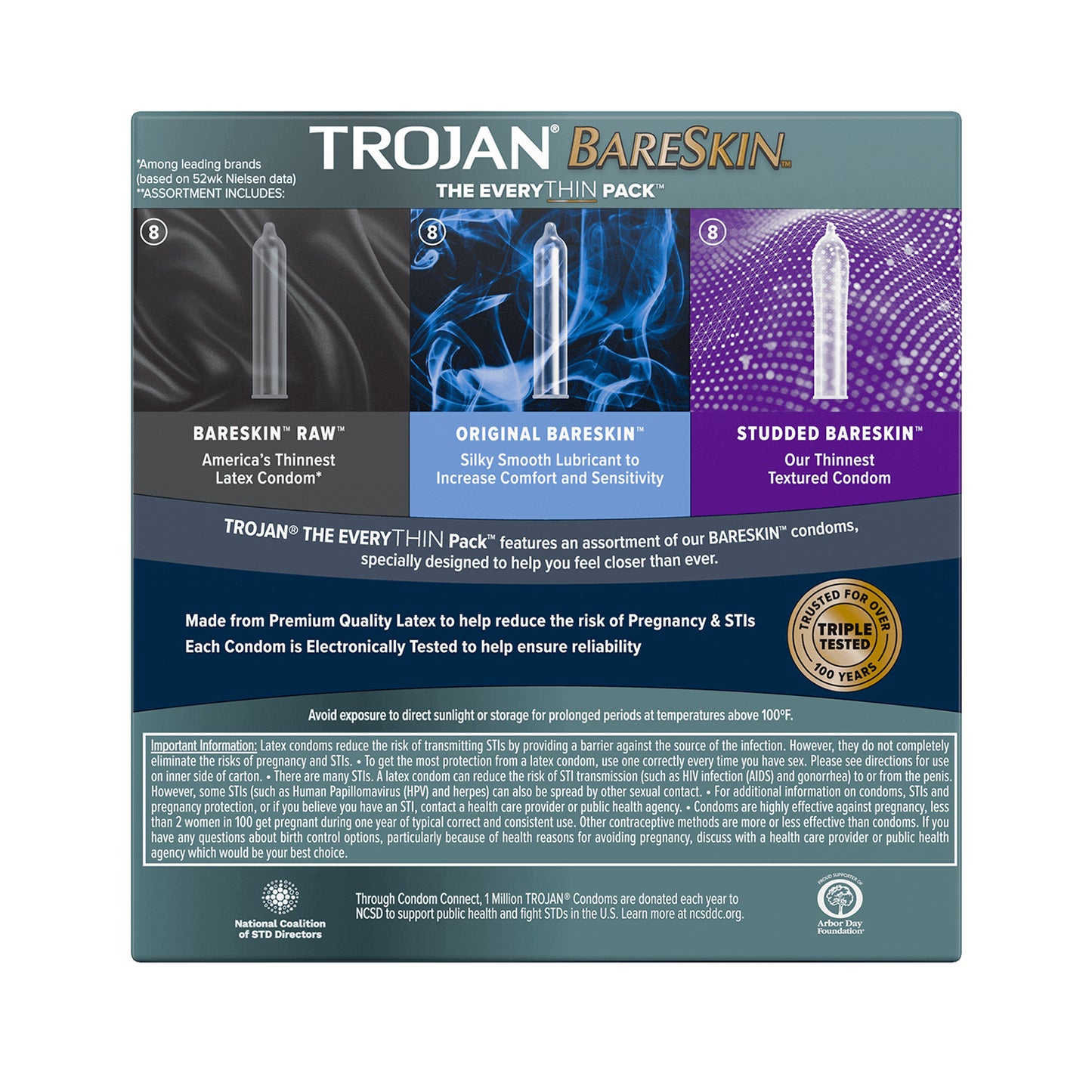 Trojan Bareskin Thinner Latex Condoms 3pack