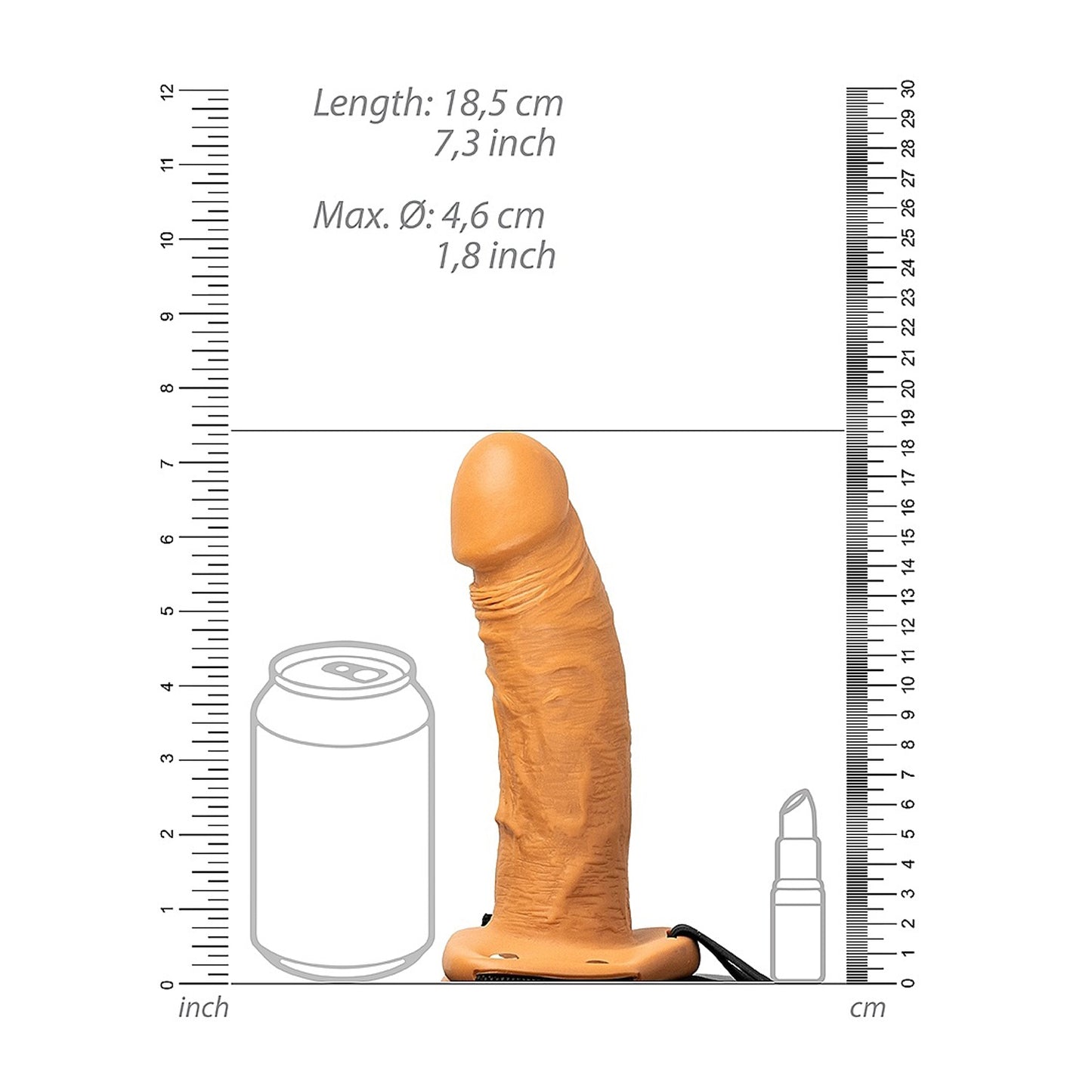Realrock Hollow Strap-On without Balls - 6'' / 15,5cm