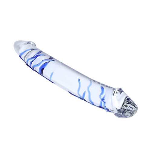 Double Ended Blue Veins Glass Dildo