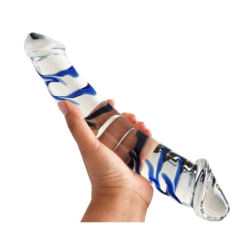 Double Ended Blue Veins Glass Dildo