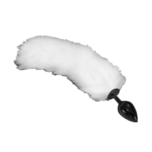 White Fur Tail Metal Butt Plug