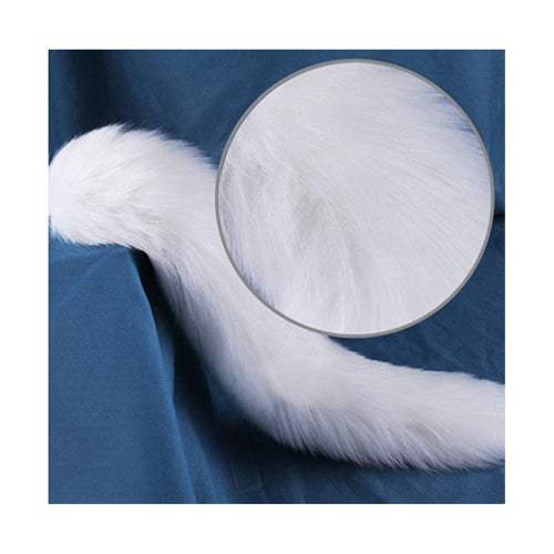 White Fur Tail Metal Butt Plug