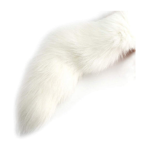 White Fur Tail Metal Butt Plug