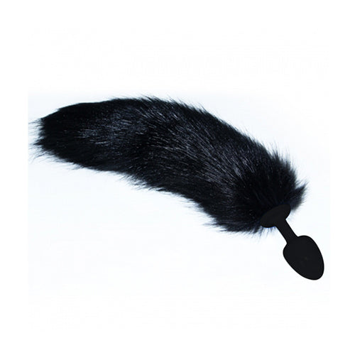 Black Fox Tail Metal Anal Plug