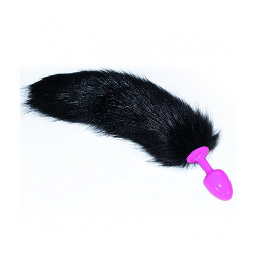 Black Fox Tail Metal Anal Plug