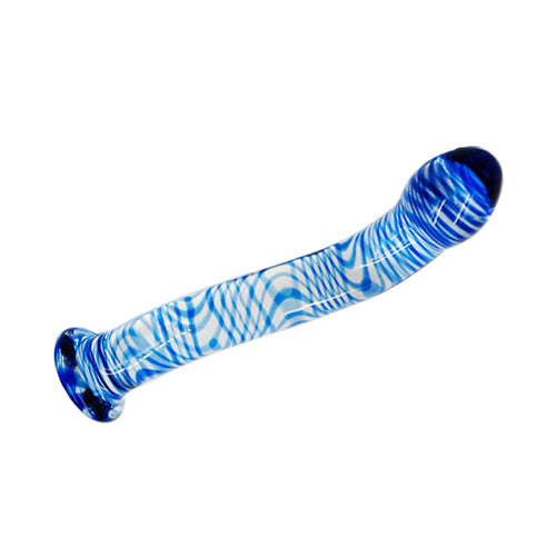 Pleasure Curve-Striped Glass Dildo