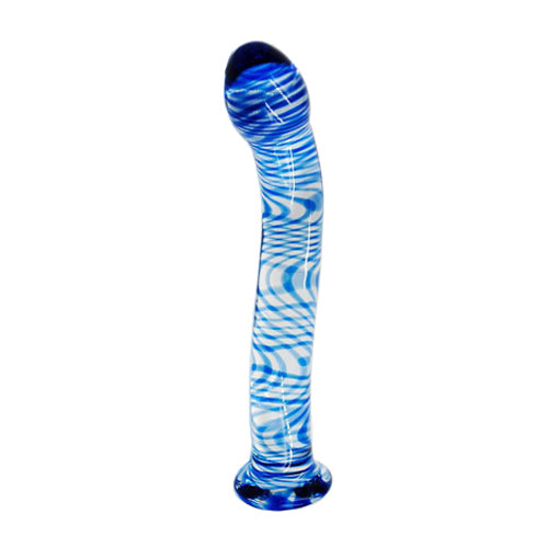 Pleasure Curve-Striped Glass Dildo