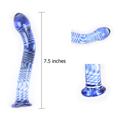 Pleasure Curve-Striped Glass Dildo