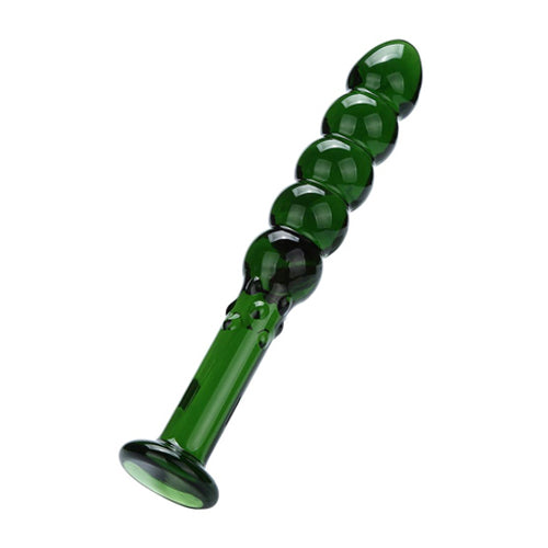 Green Beaded Glass Dildo