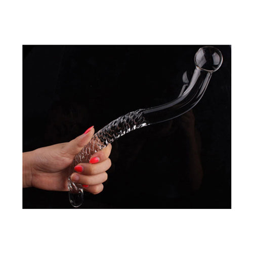 Curved Swirl Glass Dildo