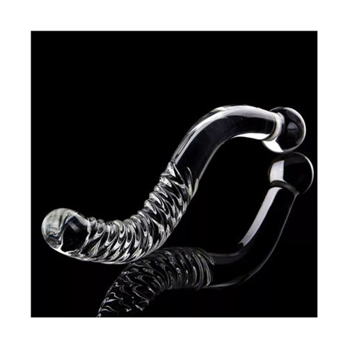 Curved Swirl Glass Dildo