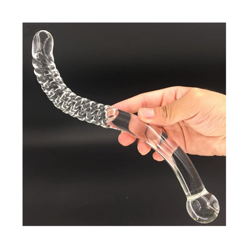 Curved Swirl Glass Dildo