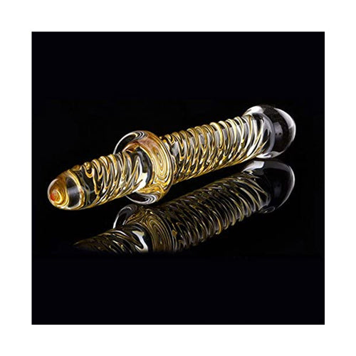 Yellow Spiral Glass Dildo