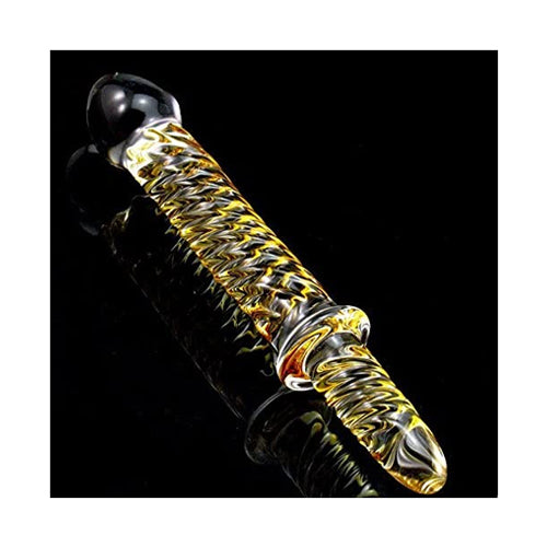 Yellow Spiral Glass Dildo