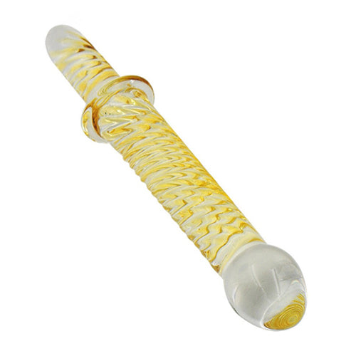 Yellow Spiral Glass Dildo