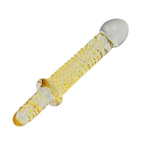 Yellow Spiral Glass Dildo