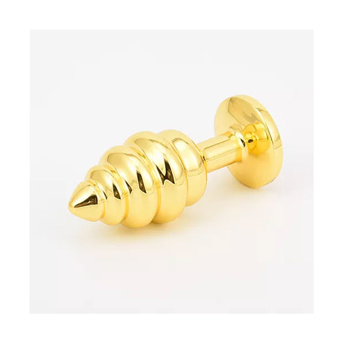 Rabbit Tail With Spiral Gold Butt Plug