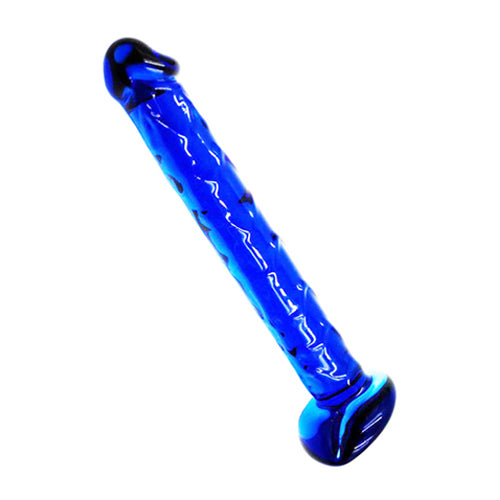 Blue Realistic Glass Dildo