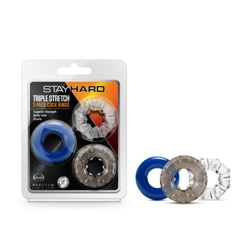Stay Hard Triple Stretch 3 Pack Cock Rings