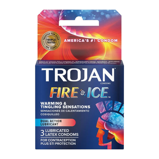 Trojan Fire & Ice Lubricated Latex Condoms 3pack