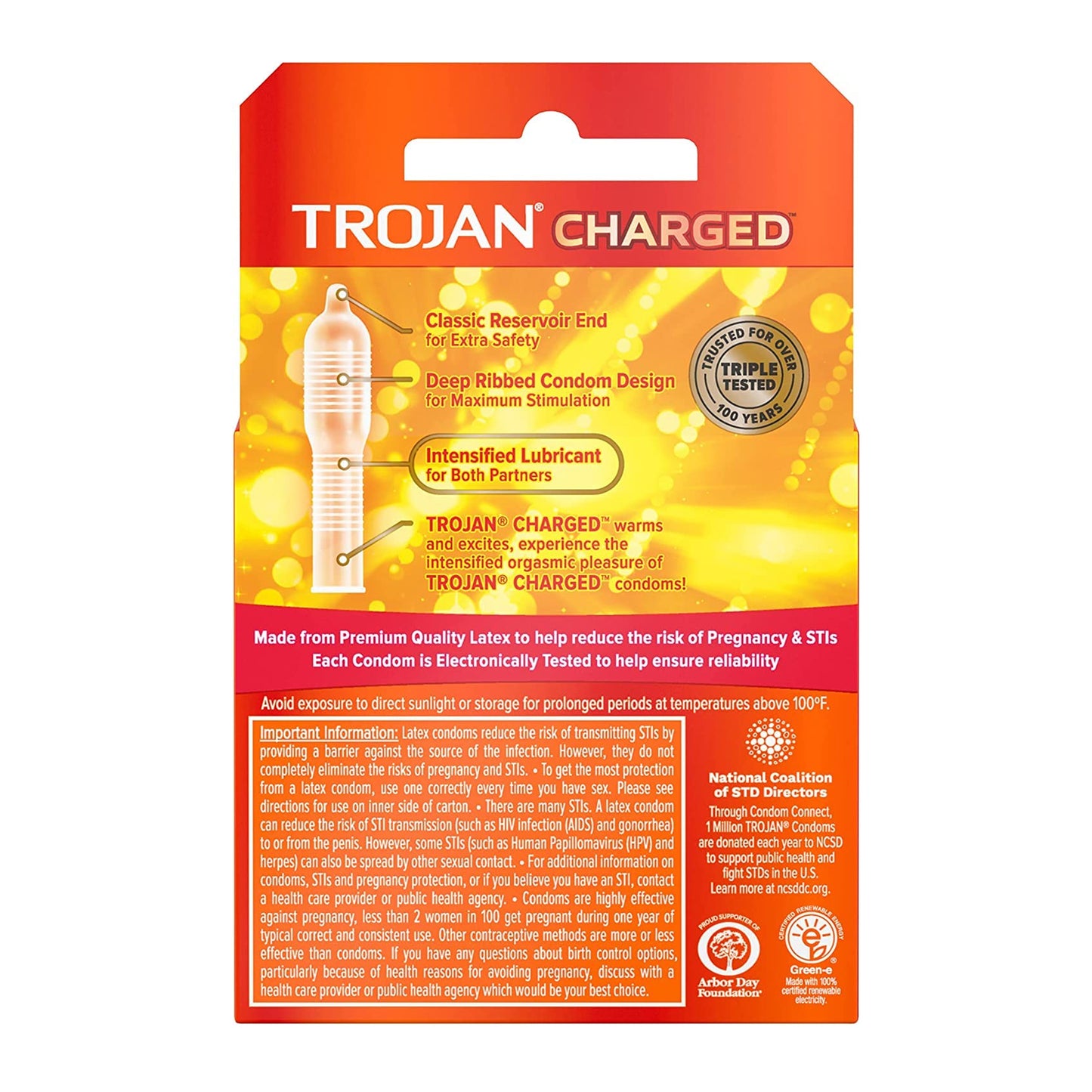 Trojan Charged Intensified Latex Condoms 3pack