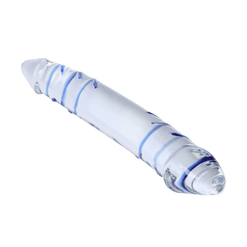 Double Ended Blue Veins Glass Dildo