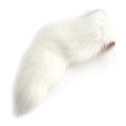 White Fur Tail Metal Butt Plug